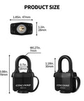 Weatherproof Padlocks For Outdoor Use 6 Pack Keyed Alike Heavy Duty Padlock Set With Waterproof Coating, size dimensions shown.