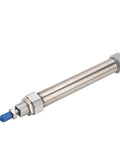 Heavy Duty 25Mm Bore Double Acting Mini Pneumatic Cylinder Made From 304 Stainless Steel with a blue end for automation and food service.