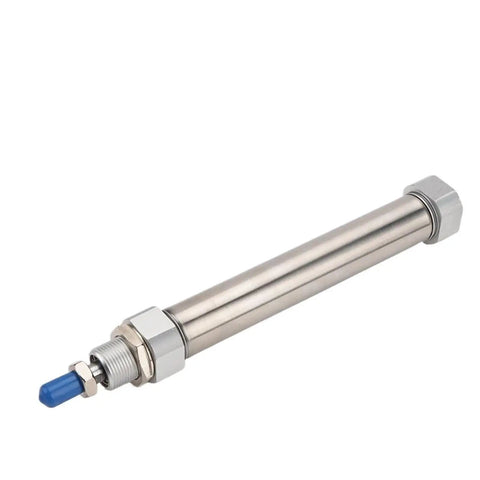 Heavy Duty 25Mm Bore Double Acting Mini Pneumatic Cylinder Made From 304 Stainless Steel with a blue end for automation and food service.