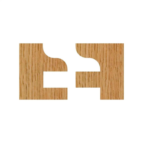 Wooden cut sample of Carbide Tipped Traditional Stile And Rail Router Bit Set For Cabinet Doors full size with joints detail