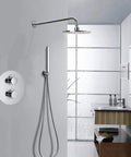 UMJIGF Chrome Thermostatic Shower System with Cold and Hot Water Wall Mounted Brass Shower Faucet with 12 inch shower head.