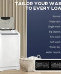 Fully Automatic Portable Washing Machine And Spin Dryer Combo With 14 Lbs Capacity featuring eight adjustable wash settings.