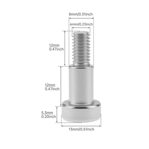 Ten Pack M6 Hex Socket Shoulder Screws Featuring A Slick Eight Millimeter Smooth Shoulder And Twelve Millimeter Thread, detailed dimensions shown.