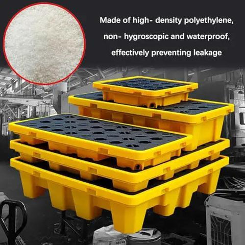 Built Like A Tank Yellow Spill Containment Platform For Heavy Oil Barrels And Chemical Hazards Solid Polyethylene Drum Pallet With Industrial Grade Safety For Warehouses And Jobsites