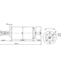 Heavy Duty 500W Air Cooled CNC Spindle Motor With 52MM Shaft And 12000 RPM High Torque technical drawing with dimensions.