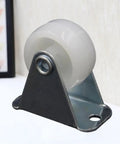 12 Pcs White PP Nylon Office Chair Caster Wheels 1 Inch, clear nylon wheel on metal bracket, suitable for office furniture.