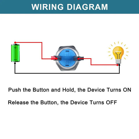 5 Pack 12mm Momentary Push Button Switch 1NO Normally Open Waterproof IP66 Stainless Steel Case With Pre Soldered Cable 12V 24V 36V 110V 250V For Electronics DIY Projects wiring diagram with battery and light