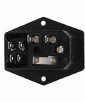 Back view of Three Piece AC Power Socket Switch With Built In Light Four Pin For 3D Printer CNC Machine Electronics Enclosure