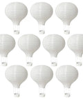 Ten Pack 12 Inch White Hanging Hot Air Balloon Paper Lanterns For Weddings Valentines Birthday Parties Baby Showers Engagement Archways And Home DIY Decor arranged in a grid pattern.