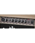 Control panel of Portable 15 Watt Acoustic Guitar Amplifier With 6 Inch Speaker, Two Channel Instrument And Mic, Brown Wheat Finish