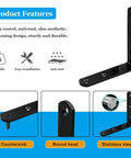 Tough As Nails Matte Black Stainless Steel L Brackets 3 By 3 Inch Heavy Duty Corner Braces with countersink screw feature.
