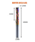 Badass Spiral Carbide Wood Router Bit With Up And Down Cut Flutes Built For Sweet Precision End Milling And Tough Heavy Duty Woodworking Carving Projects, 12mm diameter, 100mm length.