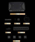 Game Changing 17 X 28 Inch Rainfall Waterfall Led Shower System With Handheld Sprayer And Seven Knob Valve parts including hoses and controls.