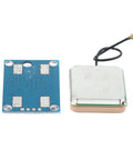 Neo-8M GPS Receiver Module with built-in antenna for Arduino projects, blue board, LED indicator, connector cable shown.