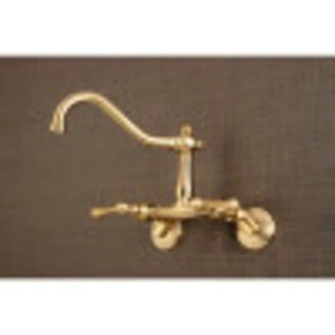 Old-School Vintage Wall Mount Kitchen Faucet Brushed Nickel With Solid Brass Construction, 12-Inch Spout Reach