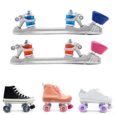 Quad Roller Skate Plate Set Built From Lightweight Aluminum Alloy With Adjustable Height Brake Wheel Truck For Indoor Skating Black 41-42