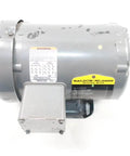 Single 3-Phase AC Motor Frame 56 3/4 HP 1725 RPM 5/8 in shaft, side view of industrial motor with sealed ball bearing housing.