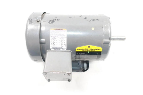 Single 3-Phase AC Motor Frame 56 3/4 HP 1725 RPM 5/8 in shaft, side view of industrial motor with sealed ball bearing housing.
