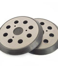 Rock Solid 5 Inch Hook And Loop Sanding Pads With Heavy Duty Dust Collection And No Sweat Installation For Random Orbit Sanders Compatible With Dewalt And Porter Cable 2 Pack on white background.
