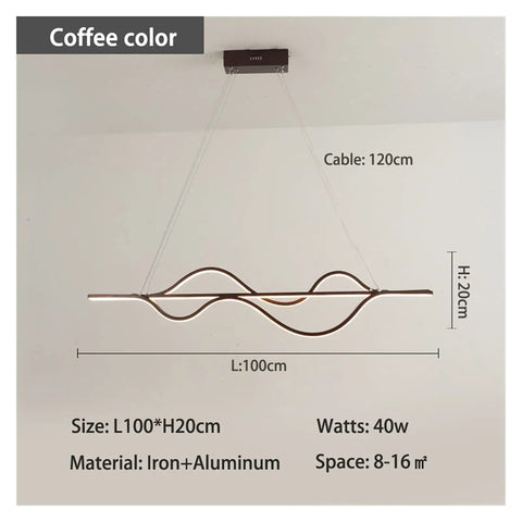 Hot 1000mm Dimmable Modern Led Pendant Lights for Dining Room Kitchen Room Bar Hanging Pendant Lamp Fixtures Led in coffee color.