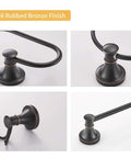 Oil Rubbed Bronze 4 Piece Bathroom Accessories Set With Wall Mounted Towel Bar Towel Ring Toilet Paper Holder And Double Towel Hooks