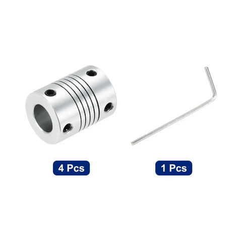 5Mm To 10Mm Aluminum Beefy Shaft Coupling Flexible Coupler 25Mm Long 19Mm Outer Diameter for DIY Projects, 4 pack with hex key
