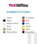Color options for Tile Repair Filler For Ceramic Porcelain Acrylic Fiberglass And Enamel, with 12 available shades.
