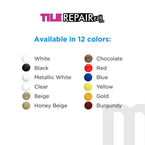 Color options for Tile Repair Filler For Ceramic Porcelain Acrylic Fiberglass And Enamel, with 12 available shades.