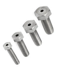 Stainless Steel Drill Guide Kit For Broken Studs 25mm Guide With M6 M8 M10 M12 heavy duty precision machined bolts displayed