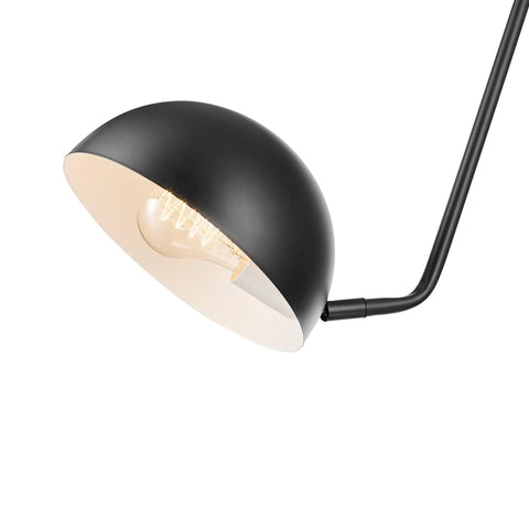 Addison 1 Light Plug In Wall Sconce In Matte Black With Antique Brass Accents Mid Century Modern Style light fixture close-up