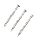 Heavy Duty Stainless Steel Self-Tapping Screws Kit For Wood Decks With Flat Head Phillips Drive, 40mm 5x40 Size, Zinc-Plated For Rust Resistance, No Pre-Drill Self-Drilling Tip, 40-Piece Pack For Bulk Projects And Quick Assembly, three screws