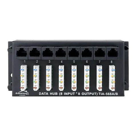 8 X 8 Ethernet Patch Panel Module For Home Office Networking, Color Coded 110 Punchdown Terminals, Front View