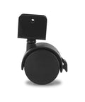 Heavy Duty 2 Inch Black Nylon Swivel Twin Wheel Casters With Brake And U Clip Stem, single caster wheel, smooth rolling design.