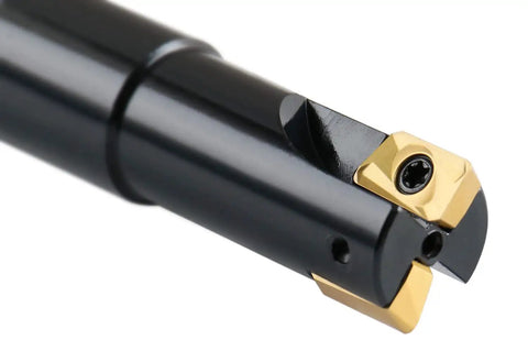 Five Eighth Inch 90 Degree Square Shoulder Indexable End Mill With Three And A Quarter Inch OAL Includes APKT11T3 Carbide Inserts Two Flute Milling Tool For Square Shoulder Face And Side Milling Applications