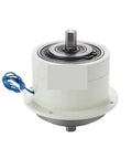 Dual Axis Magnetic Powder Brake 24V DC, 10 Nm Torque, top view showing metal shaft and housing, suitable for automation systems