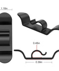 Cord Organizer For Kitchen Appliances 12 Pack Cable Storage Wire Holders in black, dimensions shown, side and top views.