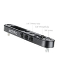 Top Shelf Camera Mounting Plate Cheese Bar Extension featuring 1/4 and 3/8 inch threads, aluminum bar with dual threading.