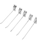 Five Heavy Duty Slat Wall Hooks Slot Plate Hook Slotted Plate Single Wire Hooks 15cm Iron Silver Electroplated With 30 Degree Upturned