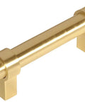 10 Pack Brushed Brass Euro Style Cabinet Bar Pulls With 3-Inch Hole Centers, 4.5-Inch Overall Length, Solid Steel, Modern Drawer Handles