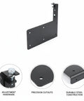 Heavy Duty L Shaped Wall Mount Bracket For Floating Shelves And Cabinets, Cold Rolled Steel Construction with detailed cutout view.