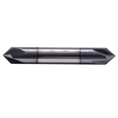 Solid Carbide Chamfer End Mill 4 Flute 90 Degree Chamfer Double End AlTiN Coated 3/8 Inch Cutting Diameter 3/8 Inch Shank