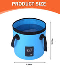 Collapsible Car Bucket With Handle Foldable 3.2 Gallon Water Storage Container For Vehicle Washing, blue, dimensions labeled