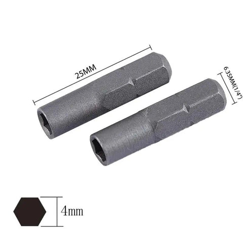 3 Pack Quarter Inch To Micro 6.35mm Hex Socket Screwdriver Bit Adapters, 25mm Long, Magnetic Head Sleeve, S2 Alloy Steel