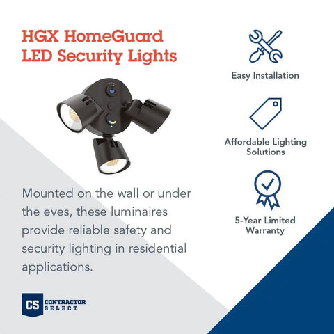 3 Light LED Outdoor Flood Lights With Dusk To Dawn Sensor Adjustable Brightness Selectable Color Temperature Round Heads