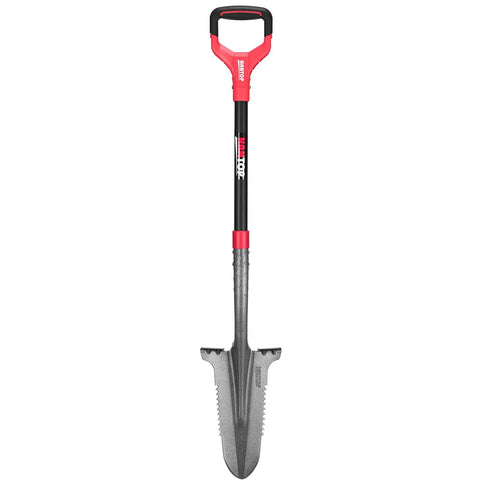 Drain Spade Root Saw Shovel With Fiberglass Handle For Digging Trenching And Transplanting 45.3 Inches front view with serrated blade