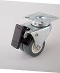 Heavy Duty Swivel Twin Casters With Brake 2 Inch Dual Rubber Wheels for furniture moving with black tires and lock brake.