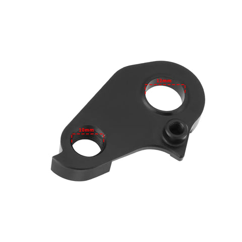 Rear Derailleur Hanger Replacement For Marin Polygon Siskiu Bikes 2017 To 2022 showing aluminum material with 10mm and 12mm holes