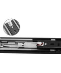 Three Fold Full Extension Telescopic Drawer Slides With Ball Bearing Undermount, 14 Inch Black, Cold Rolled Steel, detail view
