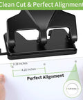 Heavy Duty Three Hole Punch For Binders, 40 Sheet Capacity, Nine Thirty Second Inch Holes, demonstrating perfect alignment