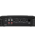 Rear view of Alpine S A32F 4 Channel Class D Digital Car Amplifier, 320 Watts Total Power, showing control panel and input outputs.